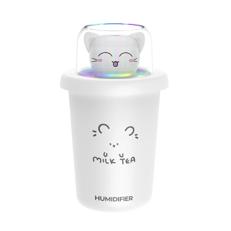可爱宠物加湿器奶茶杯家用办公室加湿器七彩迷你USB空气净化器|ms
