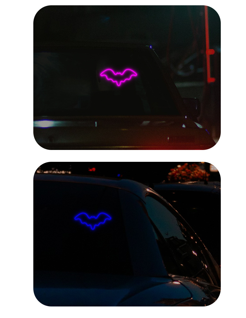 Car Solar-Powered Wireless Led Triangular Window Heart-Shaped Light, Wireless Neon Glowing C-Pillar Ambient Car Interior Decoration