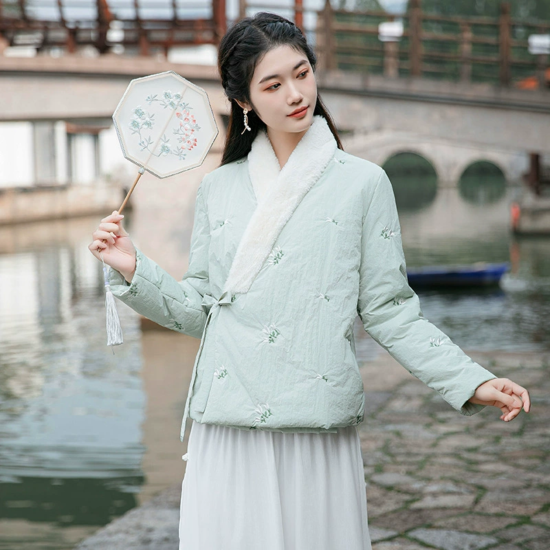 Новое хлопковое Стеганое пальто в китайском стиле в национальном стиле с хлопковой подкладкой, короткое легкое пуховое пальто с хлопковой подкладкой, Женское зимнее маленькое хлопковое Стеганое пальто ханьфу, дзен-чайный костюм