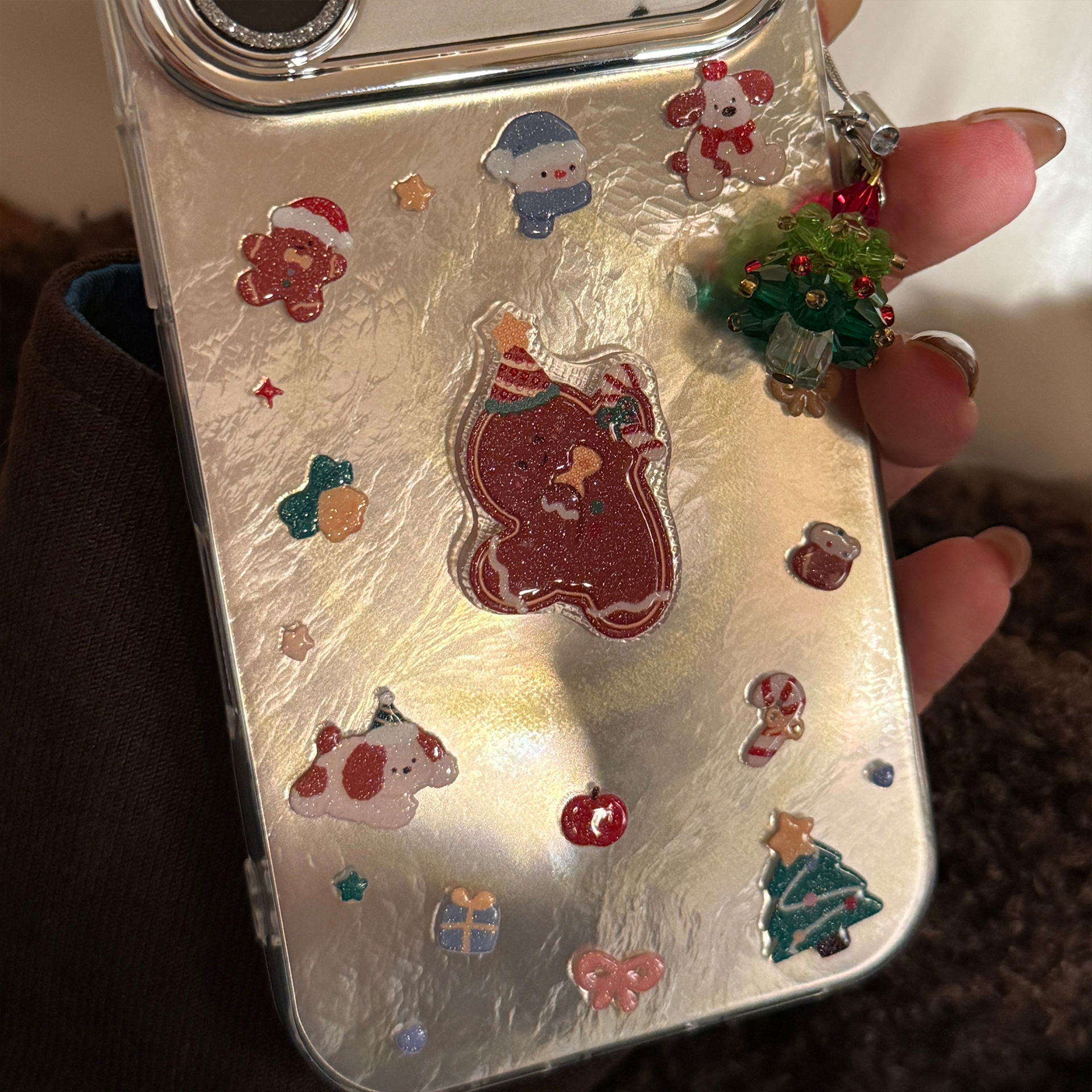 Glitter Gingerbread Man Phone Case For Iphone With Lens Protector_voghion.com