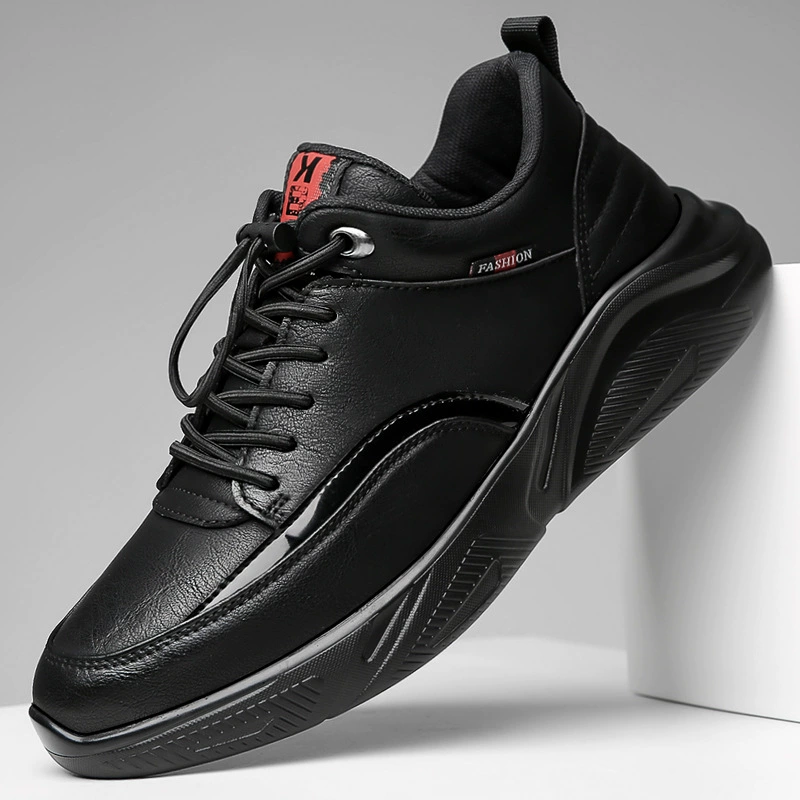 Мужская обувь 2023 Новые модные кроссовки с мягкой подошвой Мужская осенне-зимняя теплая кожаная обувь на флисовой подкладке Повседневная обувь