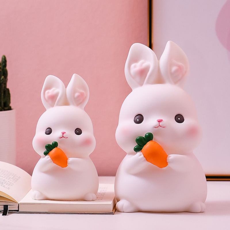 Creative and Cute Vinyl Glutinous Rice Rabbit Anti-Fall Piggy Bank Children's Room Decoration Ornaments Cartoon Piggy Bank Birthday Gift Creative and Cute Vinyl Glutinous Rice Rabbit Anti-Fall Piggy Bank Children's Room Decoration Ornaments Cartoon Piggy Bank Birthday Gift