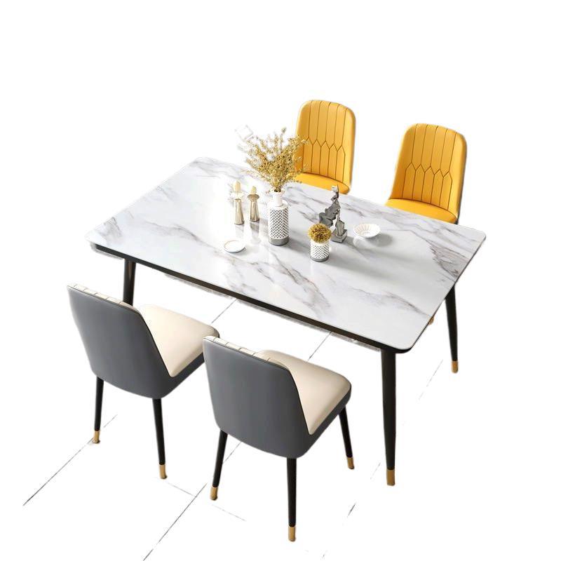 Mesa de comedor de lujo nórdica combinación de mesa de comedor simple, mesa de comedor doméstica pequeña, mesa de comedor rectangular para 4 personas, 6 personas