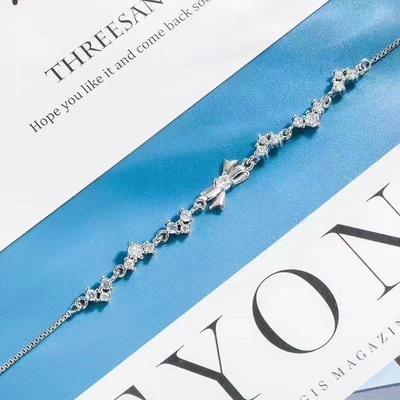 Bow silver Bracelet Ladies Light Luxury Niche Delicate High Sense 2024 New Birthday Gift for Best Friends