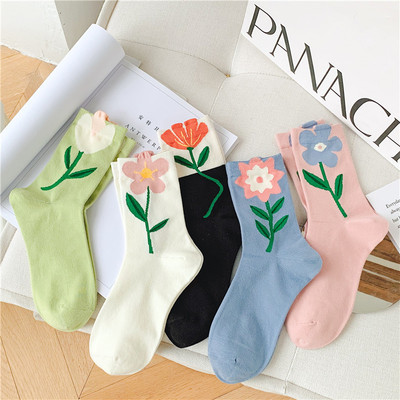 three-dimensional Flower Socks tulips spring and autumn ins solar system Exorcism Medium hose fashion originality lovely motion