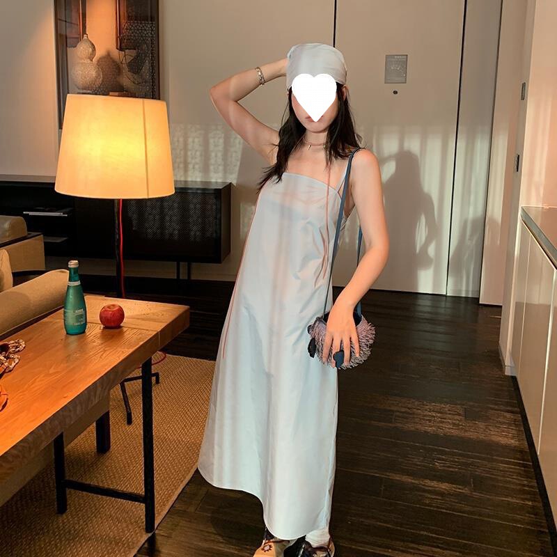 [in stock] MS Capri juicy sea French outdoor skirt with suspenders light oxygen French dress with square towel