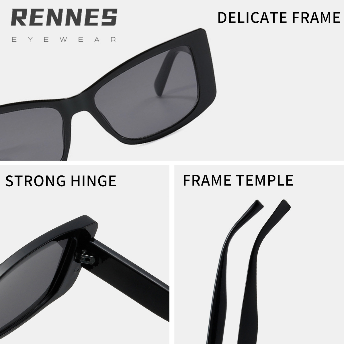 Nuevas gafas de sol de ojo de gato de marco pequeño retro con bisagra de metal para hombres y mujeres, gafas de sol de sombra callejera de alta gama Sunglass