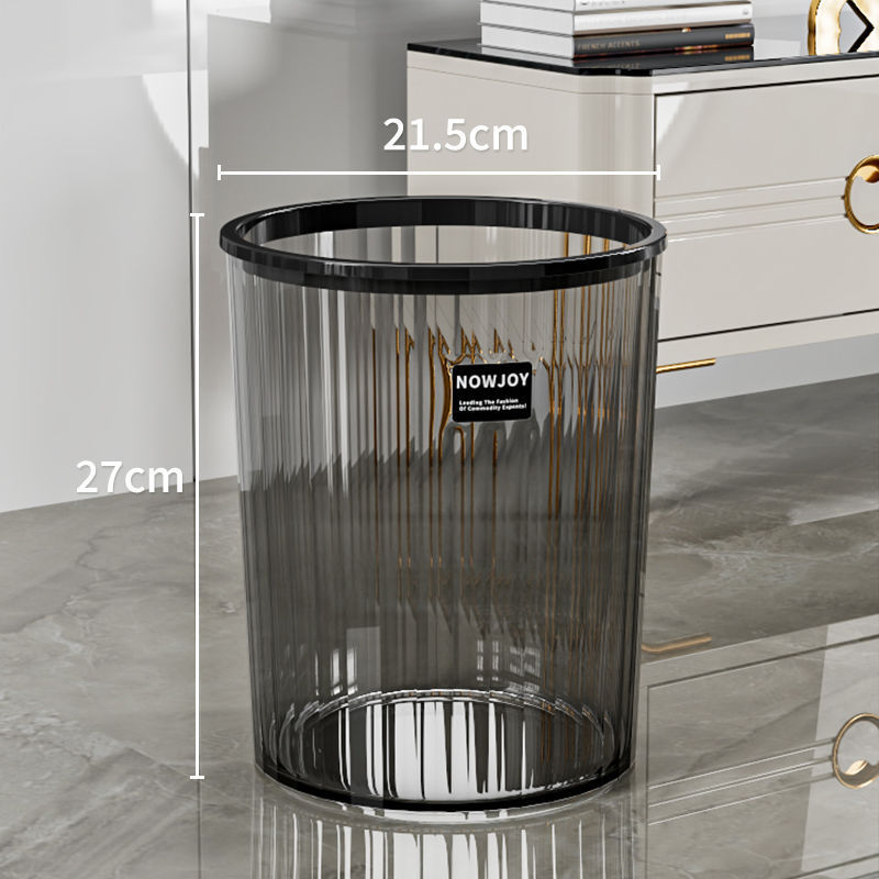 Bote de basura redondo transparente sala de estar cocina baño clasificación de inodoro cubo de almacenamiento grande cubo de anillo de presión sin tapa para el hogar