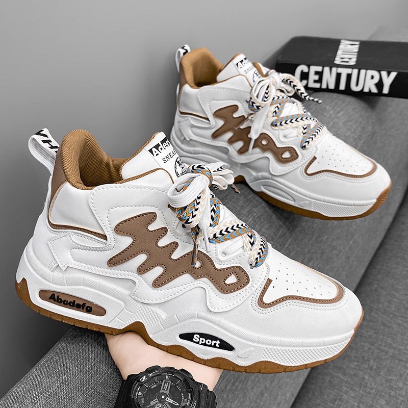 Chaussures d'hiver pour hommes, sports et loisirs polyvalents, petit tableau blanc pour étudiants, semelles épaisses, haute hauteur, internet_voghion.com