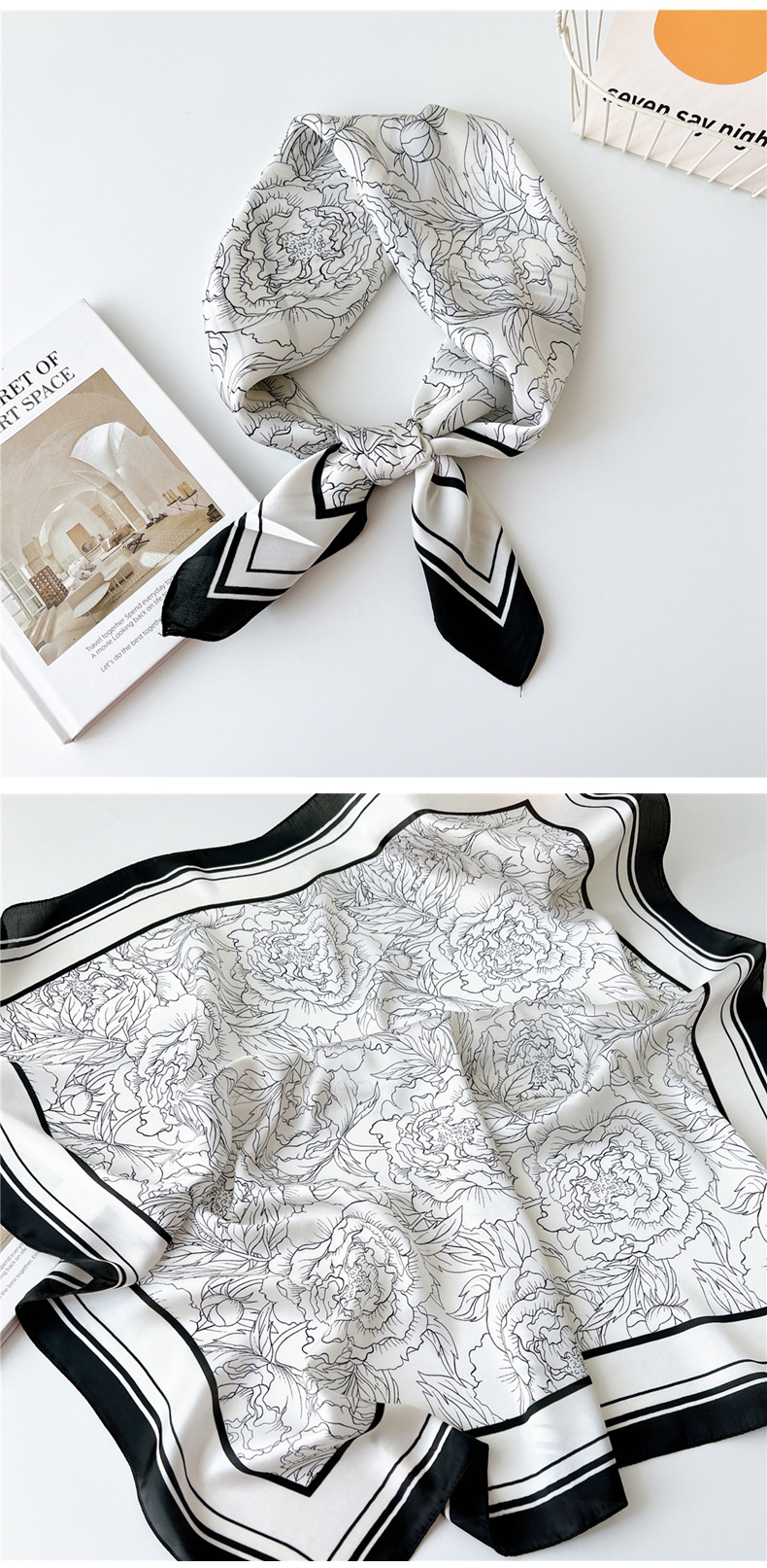 40g Weight Silk Scarf Classification Outdoor, Travel Occasion Polyester Material Printing Pattern Spring&Summer Season Women's Gender Printing Design Elegant Style Women's Elegant Printing Polyester Printing Silk Scarf 13