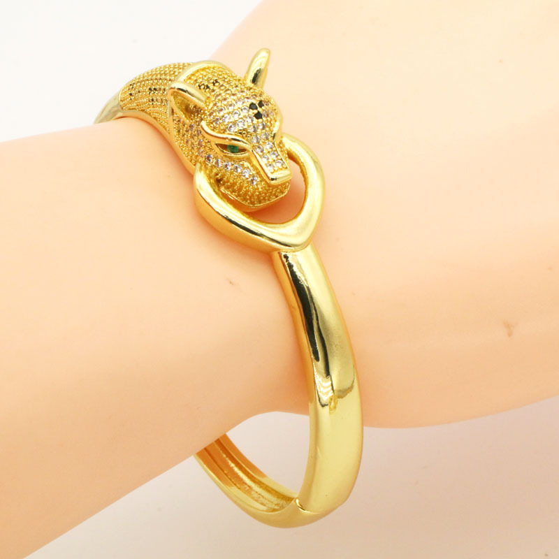 Fashion Diamond Leopard Head Bracelet for Women