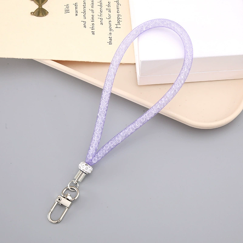 Подвес‑брелок, акриловый ремешок с PU и стразами, лёгкий, несколько цветов (K3677–K3683)