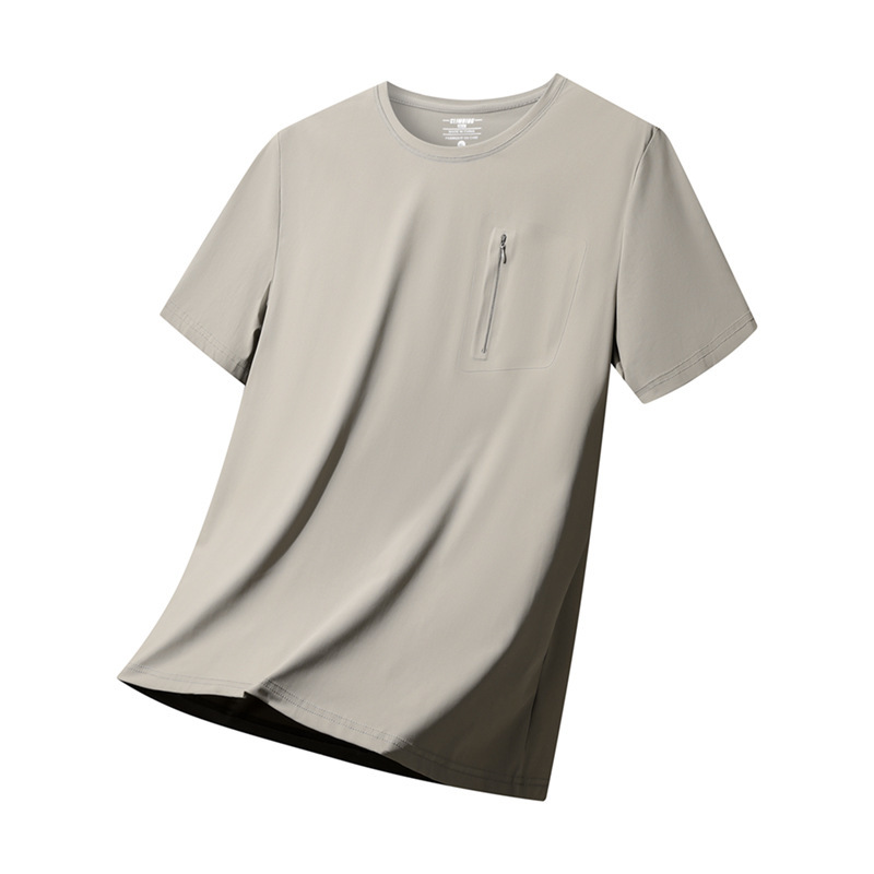 Bird Home Same Style Ice Silk Quick-drying T-shirt Stretch Short Sleeve with Zipper Sports Short Sleeve Running Fitness Training Half Sleeve Shirt