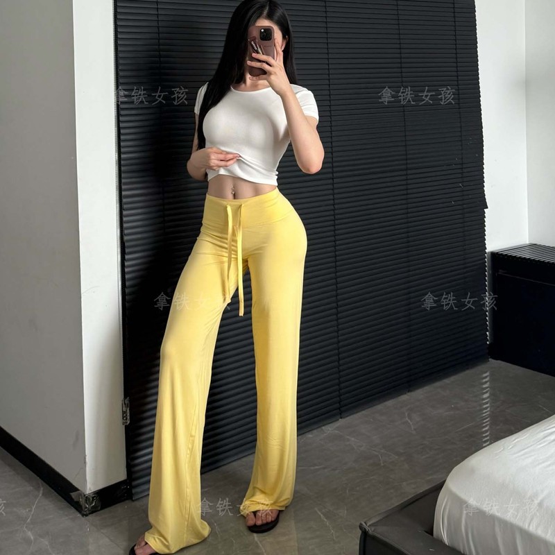 拿铁女孩瑜伽裤女夏薄款垂感慵懒松弛感显瘦运动裤健身训练阔腿裤|undefined