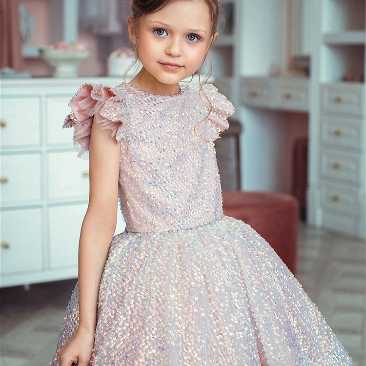 Abiti da cerimonia in stile principessa per bambine, taglie medie e grandi, abiti da festa per compleanni, in poliestere._voghion.com