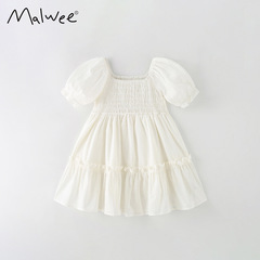 Malwee Children's Princess Dress Summer New Arrival European and American Middle and Small Children Fashion Little Girl Short Sleeve Girls' Dress