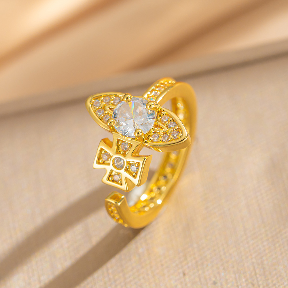 Adjustable Empress Saturn Diamond Ring For Women High End Zircon_voghion.com