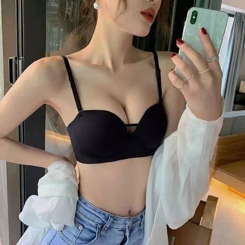 Seamless strapless bra for women in summer, small breast push-up, no wire bra, push-up adjustable anti-slip beautiful back bra