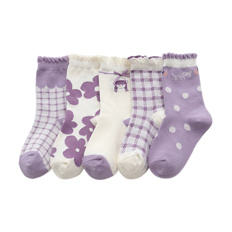 Cartoon cute children's sports breathable knee socks for men and women, mid-length