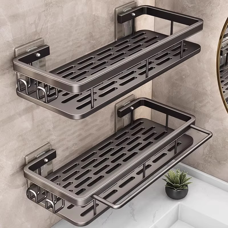 No-Drill Bathroom Storage Rack, Bathroom Shelf, Toilet Washroom Sink Wall-Mounted Storage Rack