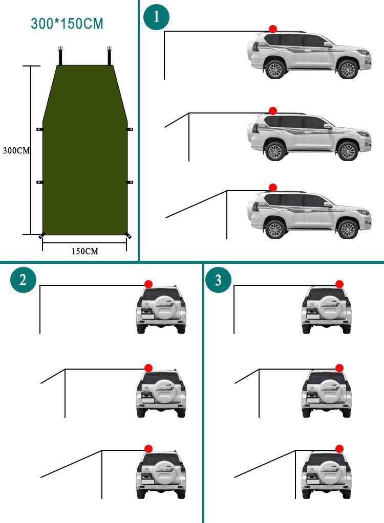 Car Side Awning Rainproof Off-Road Vehicle Car Side Tent Side Canopy Outdoor Off-Road Vehicle Self-Driving Car Equipment