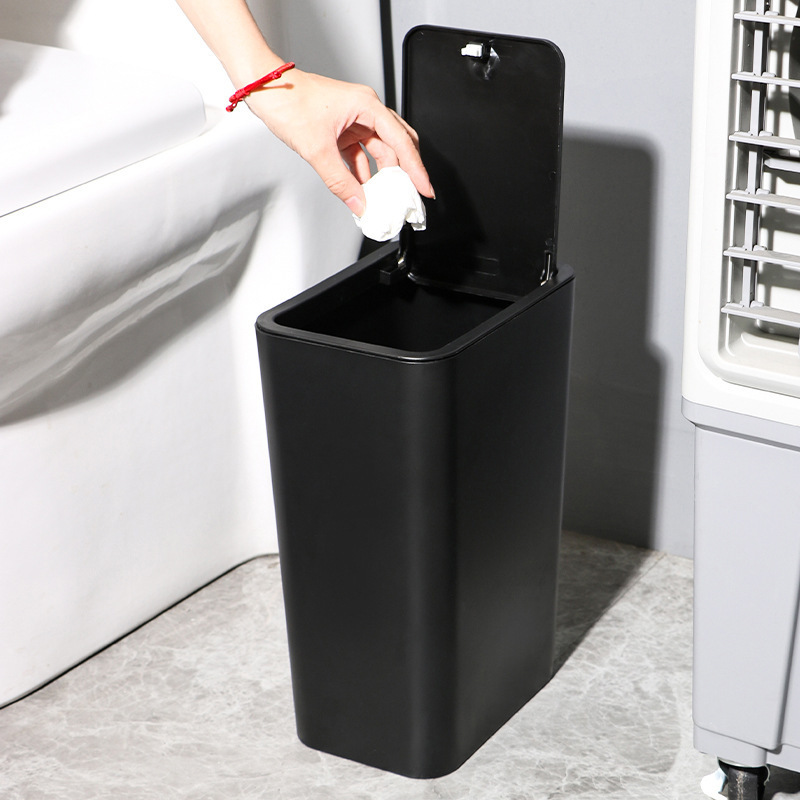 ゴミ箱蓋付き家庭用トイレトイレの狭いサイズの大容量プッシュ式弾蓋型挟みゴミ箱|undefined