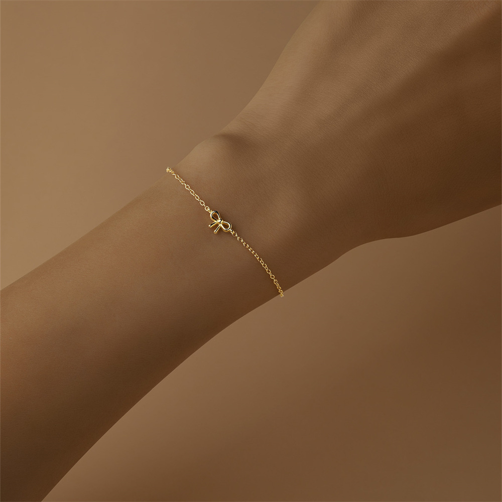925 sterling silver Chain Material 925 Sterling Silver Bow Knot 925 Sterling Silver Cable Chain Bracelets