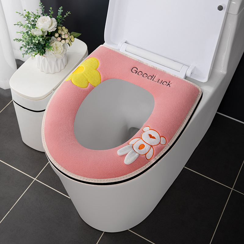 Otoño e Invierno estera del inodoro con la manija de la arandela del asiento Four Seasons universal impermeable cubierta del inodoro del hogar cubierta del inodoro estera