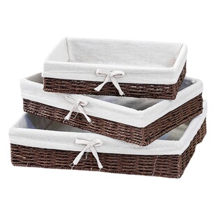 Cross-border Desktop Storage Basket Storage Basket Woven Storage Basket Rattan Box Coffee Table Snacks Grocery Box Woven Storage Basket