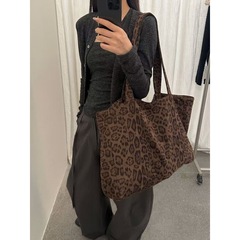 店主自留推荐韩代同款豹纹帆布包大容量包包百搭单肩包通勤托特包
