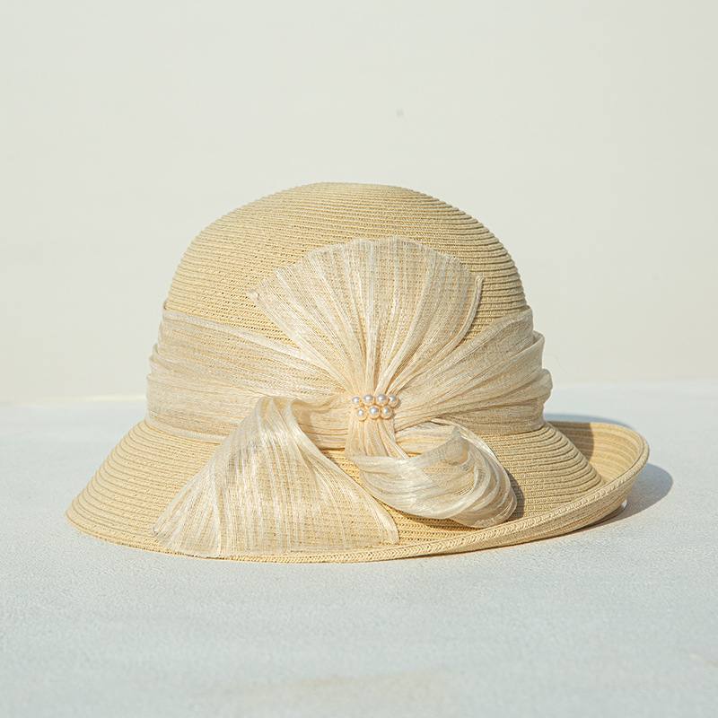 High-End Real Silk Linen Straw Hat For Women, Foldable Sun Hat, Rolled Edge Beach Hat, Summer Korean Style Versatile Sun Hat Wholesale - Thumbnail 8