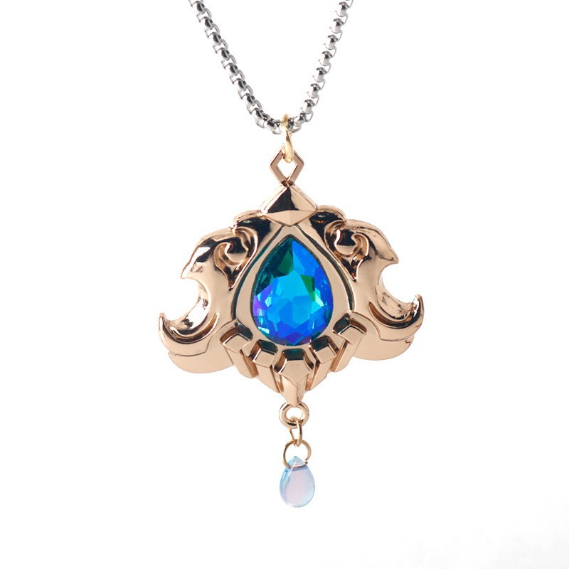 Blue necklace drop-shaped