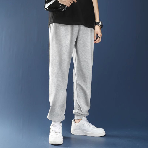 Casual sweatpants for men: autumn/winter long pants, oversized relaxed-fit trousers, plus-size joggers with ankle cuffs