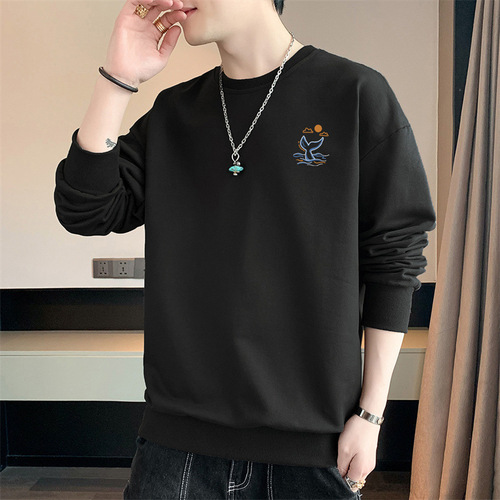 Men's Fall Long Sleeve T-Shirt, Spring Hoodie Base Layer Shirt, Men's Crew Neck Hooded Sweatshirt, Versatile Casual Sweatshirt for Men