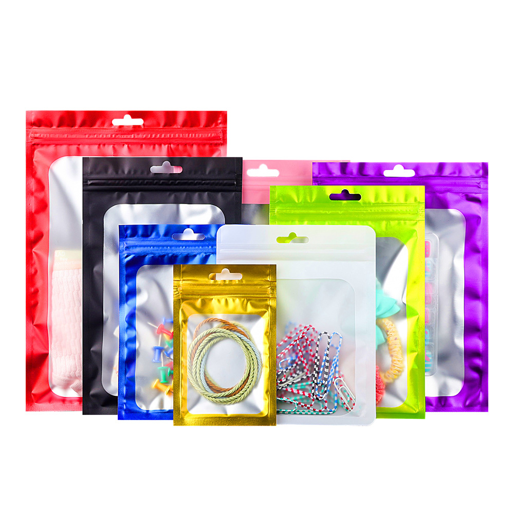 Frosted Yin y Yang ziplock bolsa de joyería esmerilado bolsa de papel de aluminio cáscara del teléfono móvil bolsa de plástico accesorios bolsa de material compuesto bolsa ziplock rosa