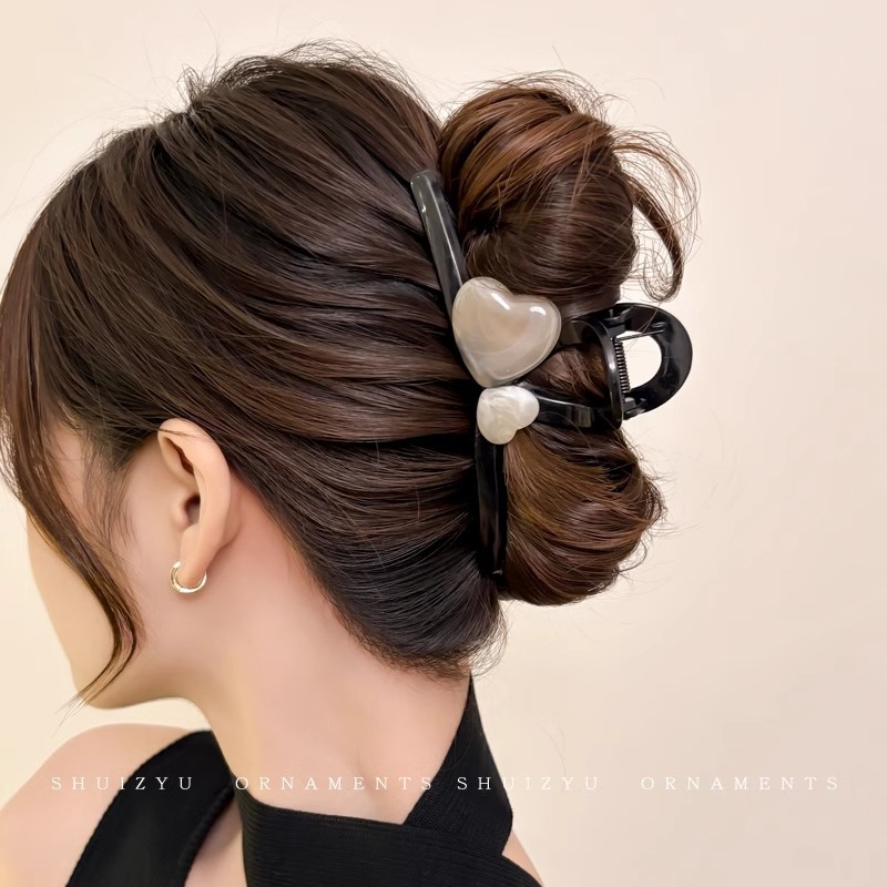 De alta calidad de felpa marrón horquilla hacia atrás cabeza clip de pelo tocado femenino otoño e invierno Gran Tiburón peludo horquilla
