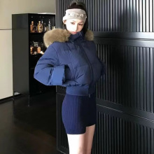 新款棉服女短款2025冬季新款收腰大毛领棉衣保暖棉袄面包服外套女