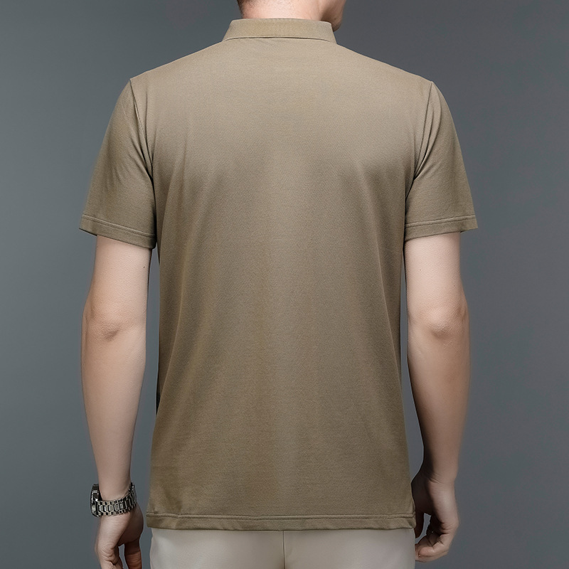 Mingdi Mouse 2024 Sommer Neues Polo-Kragen-Kurzarm-T-Shirt mit Taschendruck aus reiner Baumwolle für Herren_voghion.com