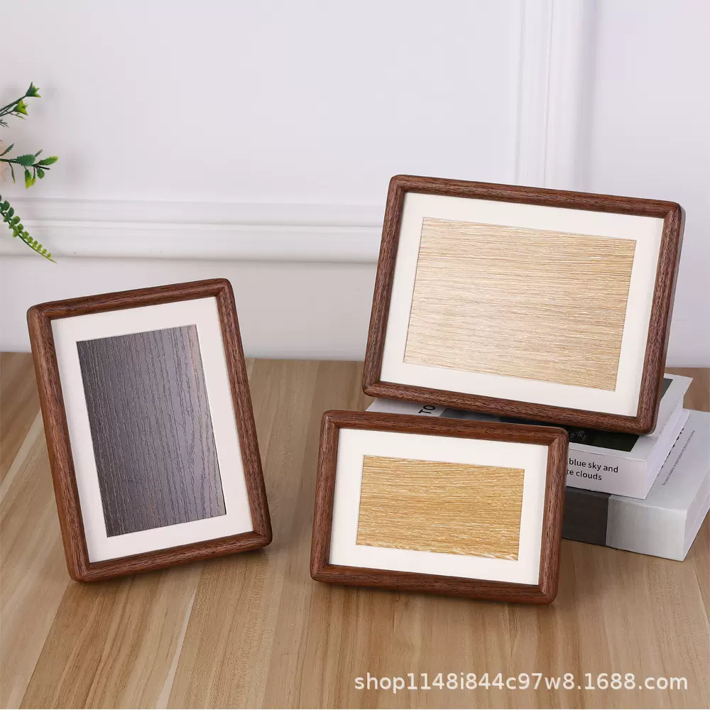 工厂直销黑胡桃木榫卯画框实木相框摆台照片木质相框
