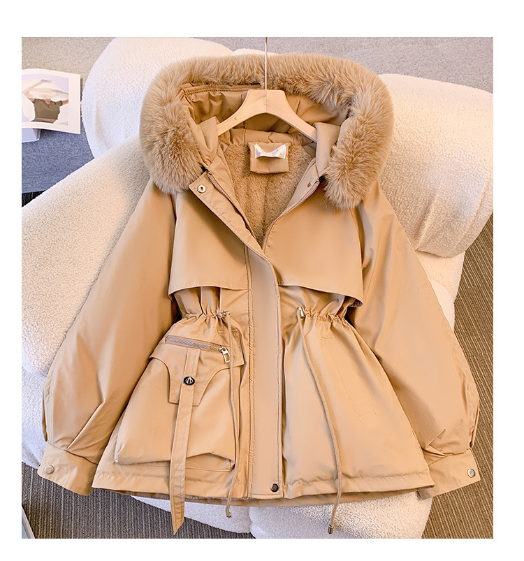 Women's Warm Padded Overcoat With Fur Collar Slim Fit Jacket_voghion.com