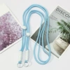 Adjustable long rope-light blue white knot
