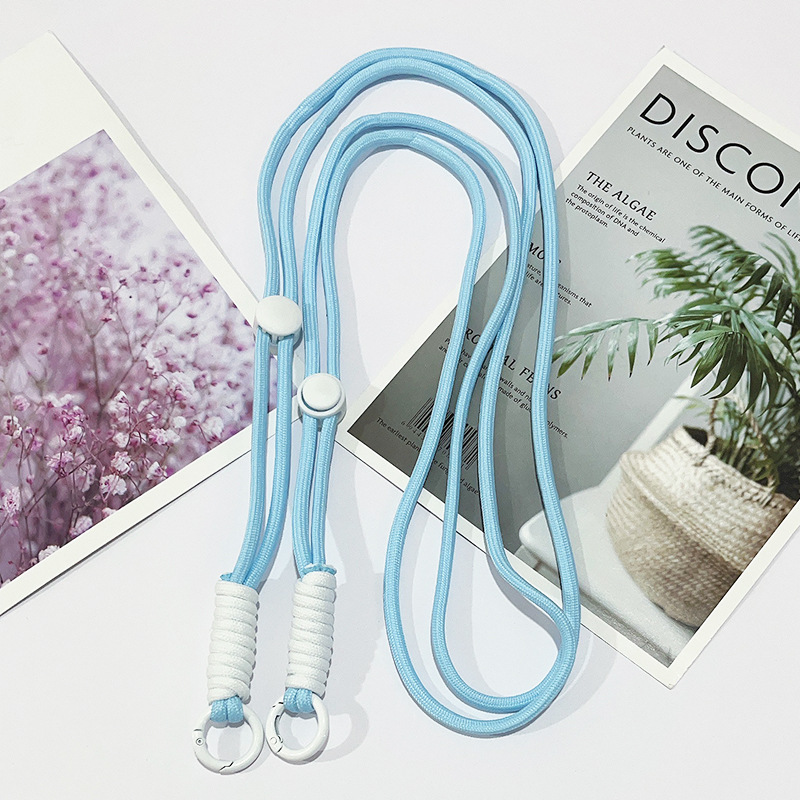 조절 가능한 긴 로프 - 하늘색 흰색 매듭
