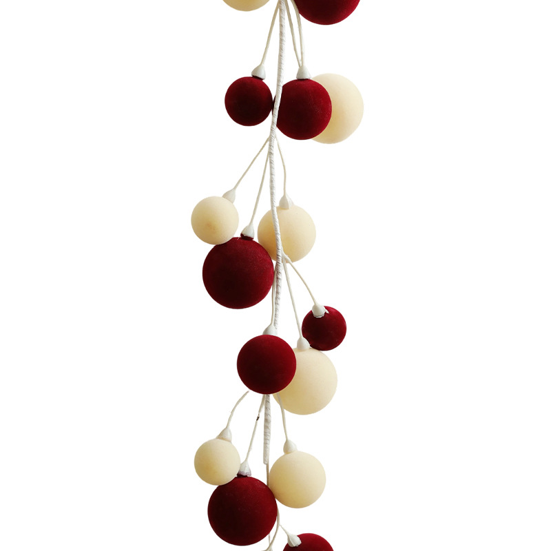 Transfronterizos 1.8M Navidad caña bola cadena de plástico flocado colgante puerta colgante pared decoración de fiestas accesorios