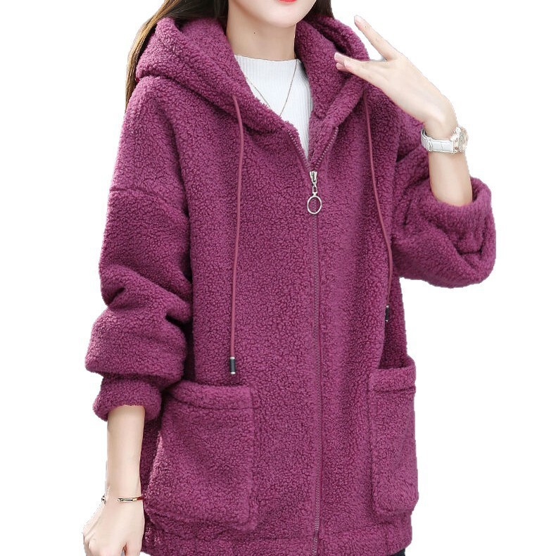 Women's Thick Lamb Wool Sweatshirt, New 2025 Autumn/Winter Loose Korean Style Zipper Cardigan Teddy Fleece Jacket Women's Thick Lamb Wool Sweatshirt, New 2025 Autumn/Winter Loose Korean Style Zipper Cardigan Teddy Fleece Jacket