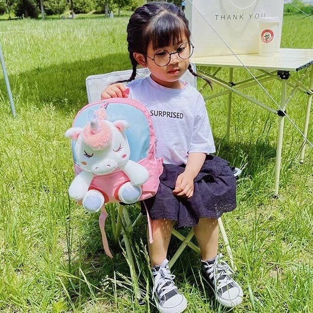 Unicornio 3D estereoscópico mochila juguete de peluche jardín de infantes caricatura lindo mochila portátil mochila temu