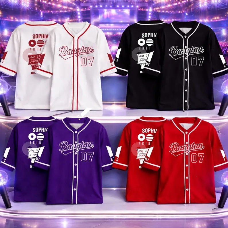 2026 New Cross-Border Model Bts Style Baseball Jersey Competition Uniform Short-Sleeve Baseball Shirt T-Shirt Summer Sports Shirt T-Shirt with Print