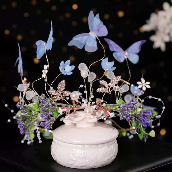 Super Fairy Beauty Children's Butterfly Wreath Birthday Headwear Girl's Head Flower Crown Little Girl's Performance Flower Mori Headband