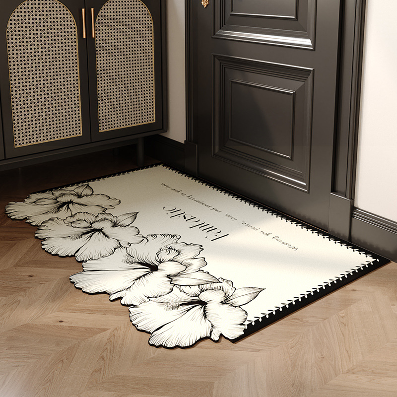 法式小香风入户门地垫免洗可擦可剪裁防滑垫耐脏耐磨PVC皮革地垫