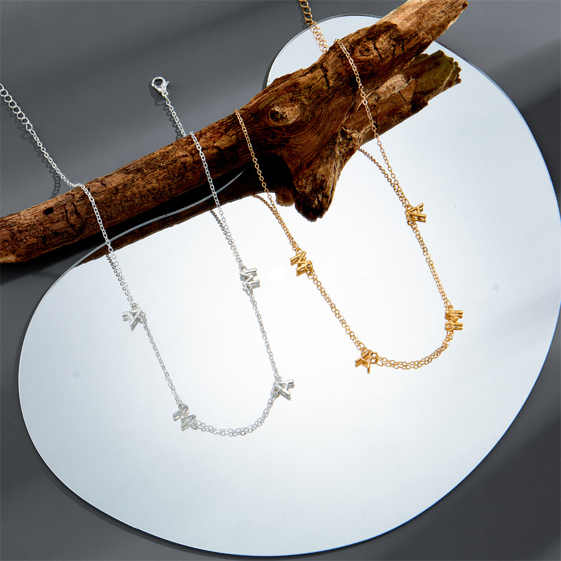 Copper Plated 14 Real Gold Letter Pendant Simple Clavicle Chain