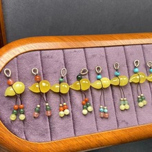 厂家批发 天然蜜蜡立体葫芦小滴溜挂件搭配和田玉南红绿松s925银